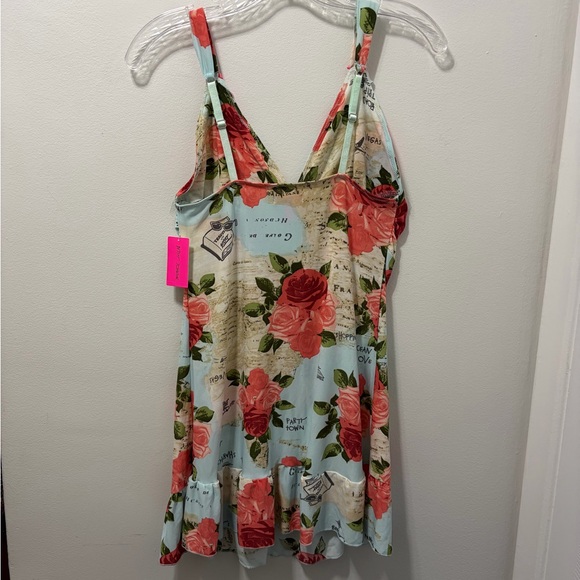 NWT Betsey Johnson "Roses Voyage" Postcard Print Slip Dress - Medium - Picture 7 of 11